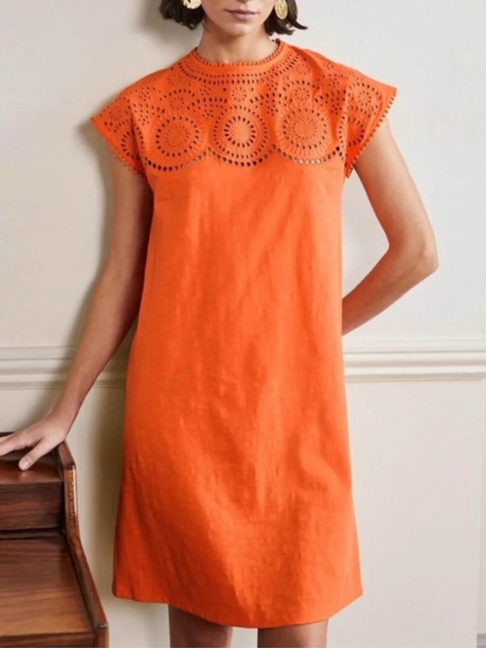 Boden Clementine Cutwork Jersey T-Shirt Dress - size 12L